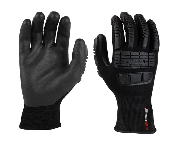 Mad Grip EIPBLKRM Ergo Impact Pu Palm Glove, Black, Medium